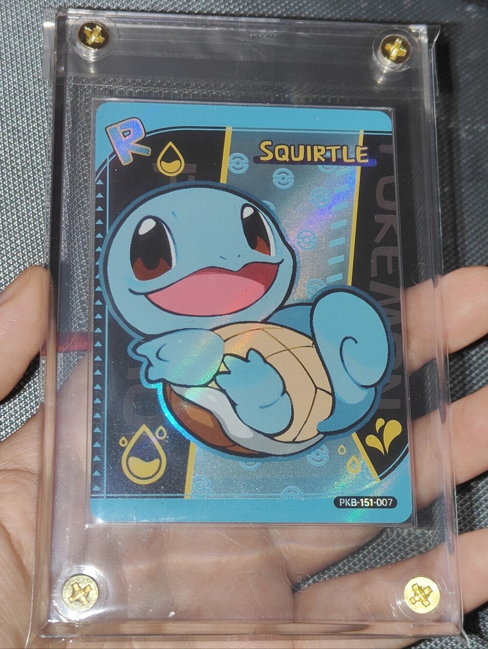 Squirtle Rare textured holo encased Pokémon Unofficial Card Chinese Poke Chibi